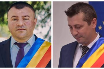 Primarul comunei Marginea, Gheorghe Lazăr, și primarul comunei Frătăuții Noi, George Olari