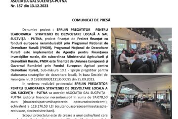 SPRIJIN PREGĂTITOR PENTRU ELABORAREA STRATEGIEI DE DEZVOLTARE LOCALĂ A GAL SUCEVIȚA ‐ PUTNA