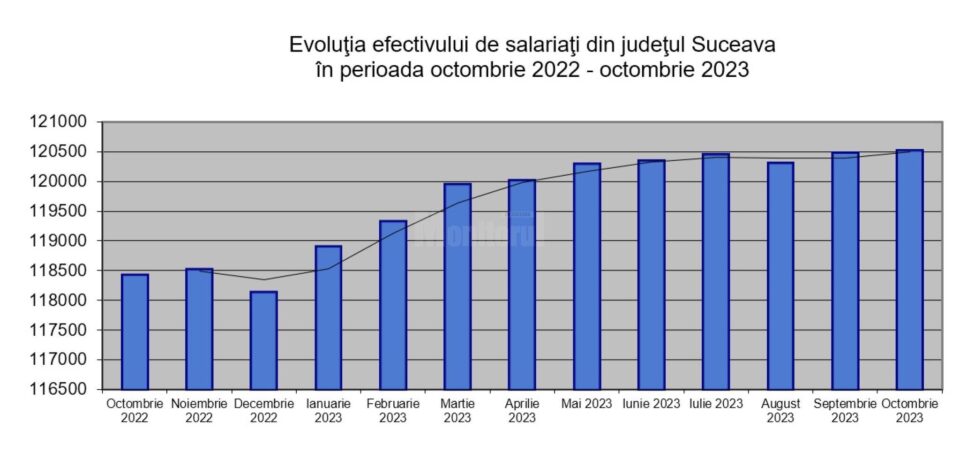 Creștere ușoară a numărului de salariați din județ