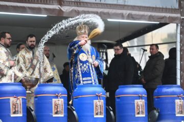 Sfânta Liturghie a fost săvârșită de Înaltpreasfințitul Părinte Calinic, Arhiepiscop al Sucevei și Rădăuților