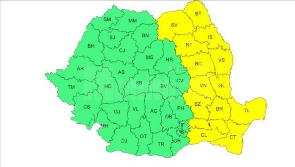 Cod galben de vânt, ninsori, viscol și polei