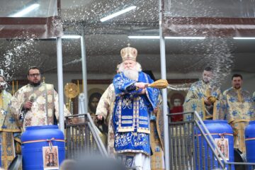Sfânta Liturghie a fost săvârșită de Înaltpreasfințitul Părinte Calinic, Arhiepiscop al Sucevei și Rădăuților