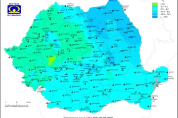 Temperaturile înregistrate marți, 9 ianuarie 2024 - sursa ANM