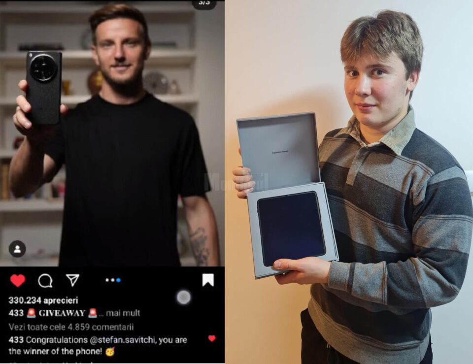 Ștefan Savițchi, din Gura Humorului, câștigătorul telefonului oferit de fotbalistul croat Ivan Rakitic pe platforma 433