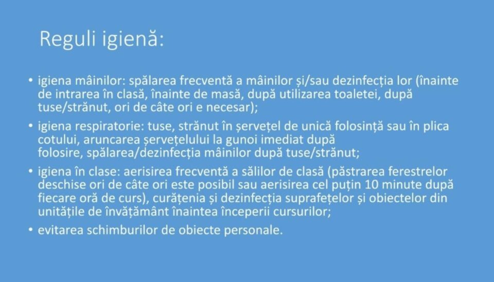Reguli de igienă pentru prevenirea gripei. Foto FB Ministerul Sănătății