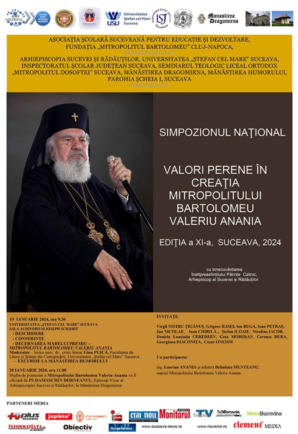 „Valori perene în creația Mitropolitului Bartolomeu Valeriu Anania”, tema simpozionului național organizat vineri la USV „Valori perene în creația Mitropolitului Bartolomeu Valeriu Anania”, tema simpozionului național organizat vineri la USV