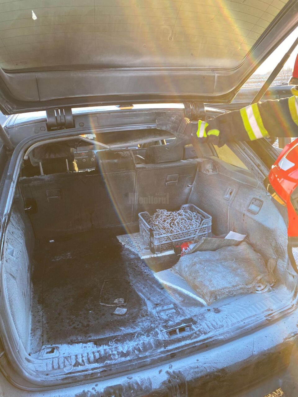 Autoturismul care a luat foc