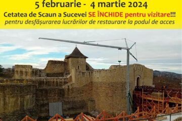 Lucrări de restaurare la podul de acces în Cetatea de Scaun a Sucevei, motiv pentru care cetatea se închide pentru vizitare