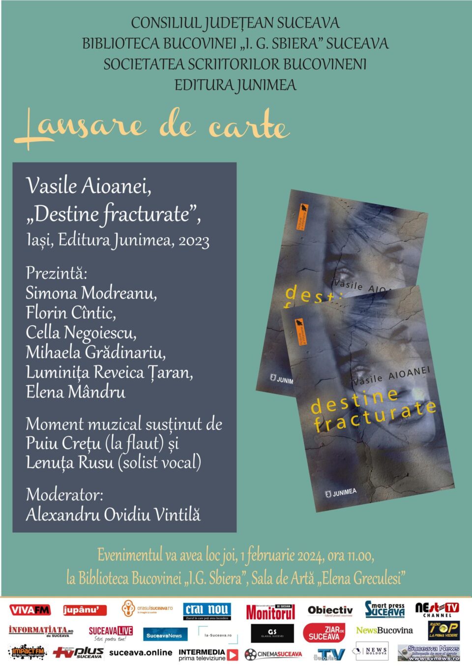 Volumul „Destine fracturate”, de Vasile Aioanei, va fi lansat în prima zi din februarie Volumul „Destine fracturate”, de Vasile Aioanei, va fi lansat în prima zi din februarie