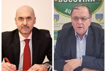 Consilierul județean PSD Cezar Ioja și președintele CJ, Gheorghe Flutur