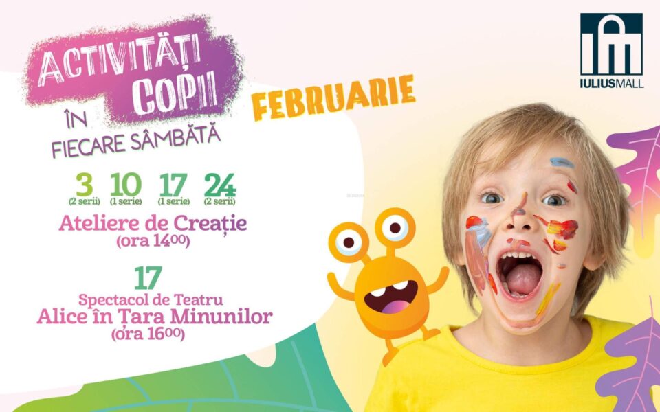 Ateliere de creație și spectacole de teatru pentru copii, în fiecare sâmbătă, la Iulius Mall Suceava