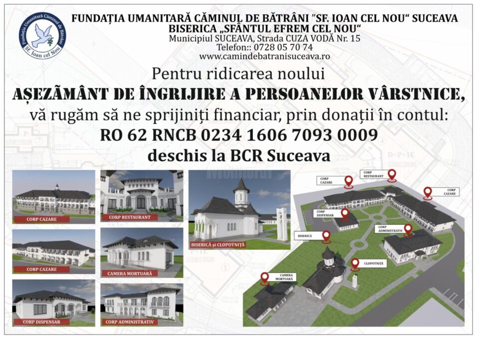 Sprijin pentru ridicarea noului Așezământ de îngrijire a persoanelor vârstnice din Suceava Sprijin pentru ridicarea noului Așezământ de îngrijire a persoanelor vârstnice din Suceava