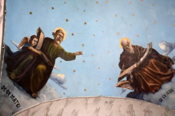 Pictura Bisericii Oprișeni a fost realizată de Ion Irimescu când era student la Școala Națională de Arte Frumoase din București
