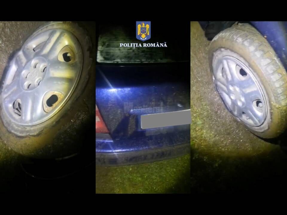 Un tânăr de 18 ani, urmărit de polițiști, oprit cu banda de cuie, care i-a perforat cauciucurile mașinii