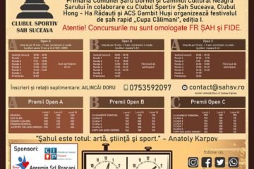 Concurs de șah rapid „Cupa Călimani”, în luna aprilie, la Neagra Șarului