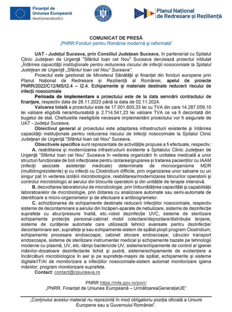 „PNRR:Fonduri pentru România modernă și reformată”