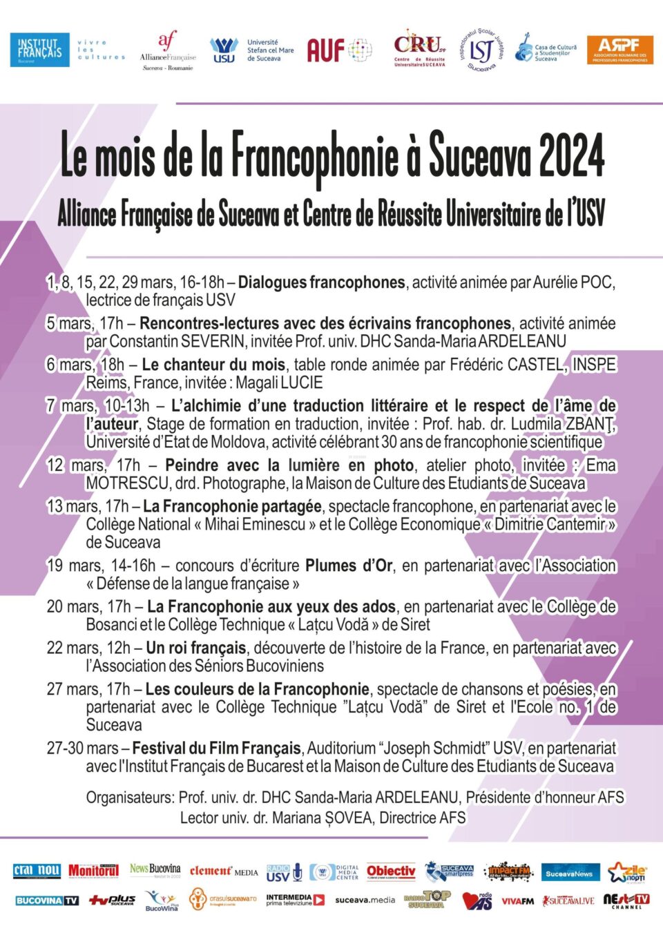 Elevi de la două unități școlare sucevene, implicați miercuri în activități francofone, organizate de Alianța Franceză