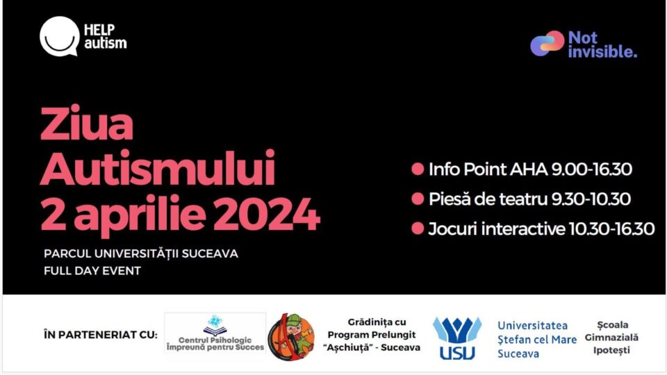 Centru de informare, teatru și jocuri interactive, în parcul USV, pe 2 aprilie, de Ziua Autismului