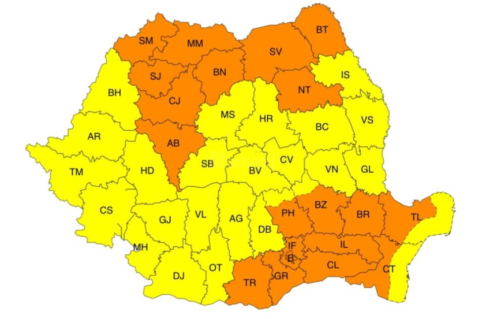 Cod portocaliu de vânt puternic pentru întreg județul Suceava