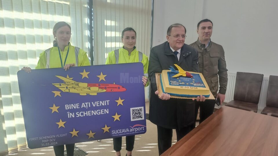 Prima cursă aeriană din Schengen a aterizat la Suceava de la Milano, cu 230 de pasageri la bord