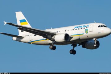 Avionul administrației ucrainene cu care a zburat președintele Volodimir Zelenski la Suceava