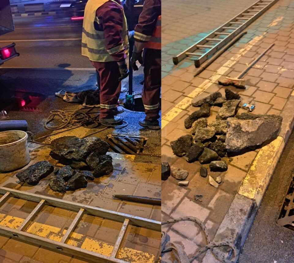 Deșeurile de beton și asfalt care blocau canalul colector de sub principala artera de circulație a Sucevei Deșeurile de beton și asfalt care blocau canalul colector de sub principala artera de circulație a Sucevei