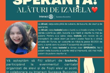„Dăruiește speranță!”, eveniment caritabil pentru Izabela Socoliuc, eleva de la „Mihai Eminescu” diagnosticată cu leucemie