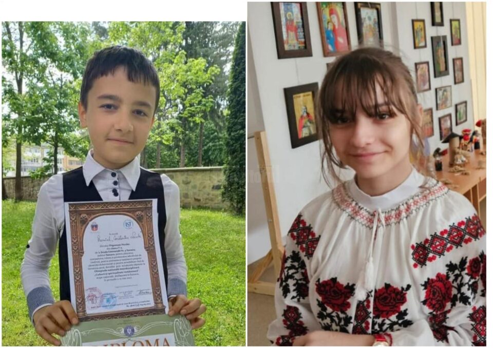 Elevii Andreea Iustina Podaru și Nicolaie Prigoreanu