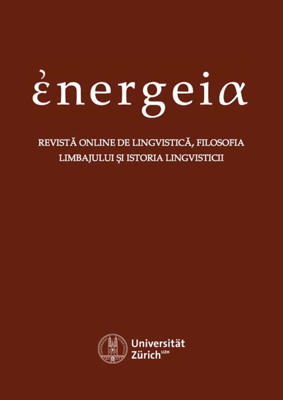 Coperta publicației de cercetare lingvistică Energeia