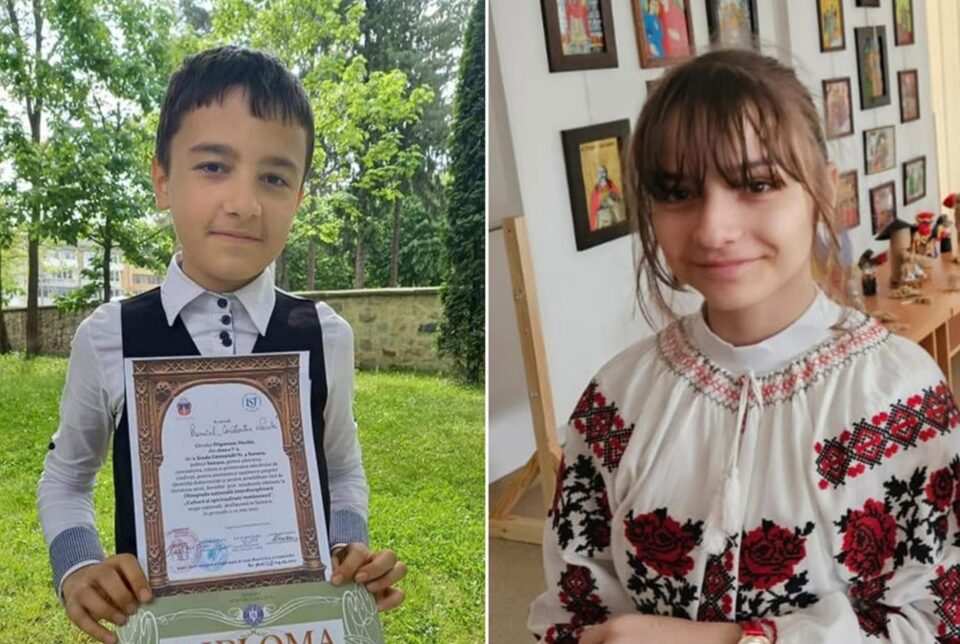Elevii Andreea Iustina Podaru și Nicolaie Prigoreanu