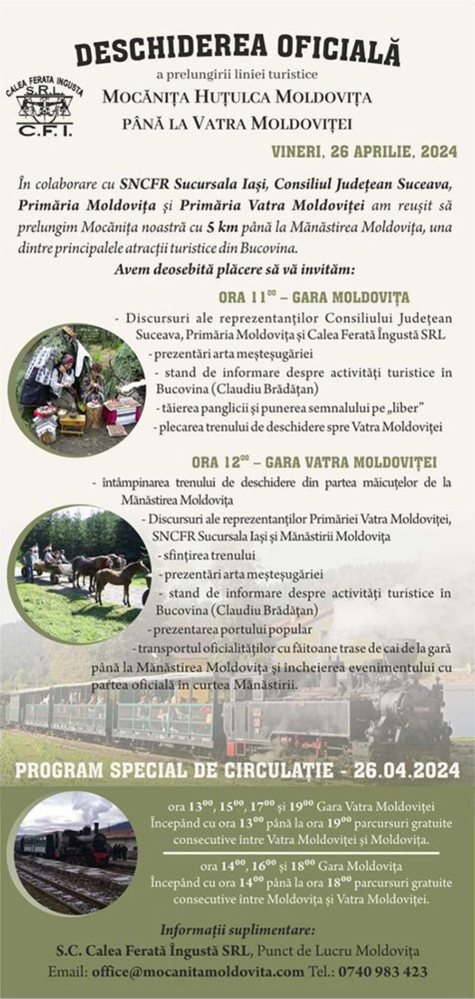 Mocănița Moldovița - Lansare Noul Traseu, vineri 26 aprilie 2024