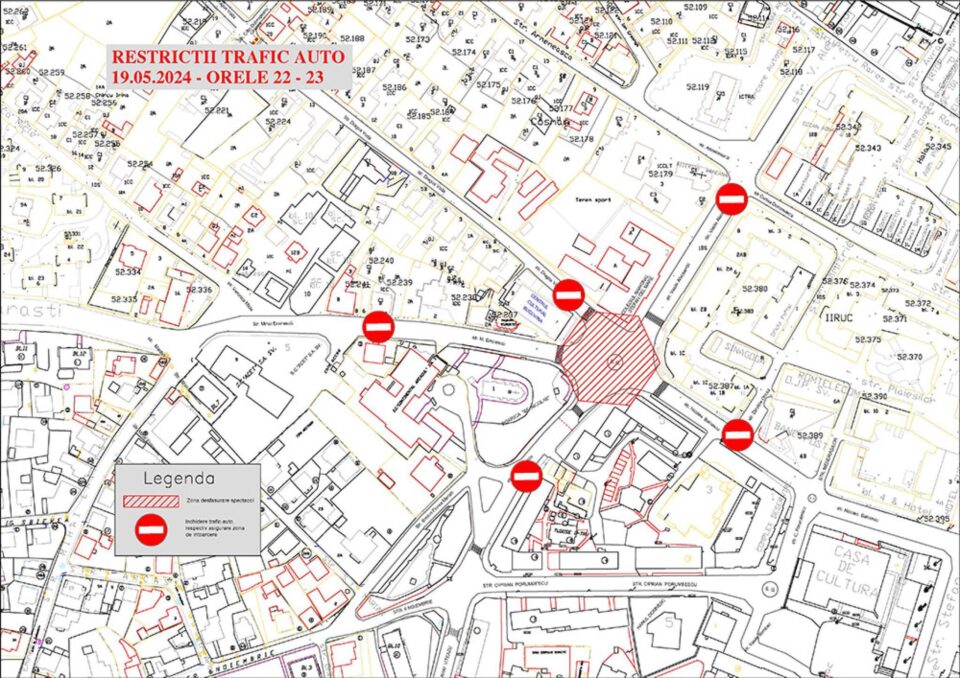 Planul restricțiiloir de circulație în zona centrală a Sucevei, duminică 19 mai