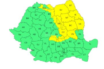 Cod galben de precipitații, marți și miercuri