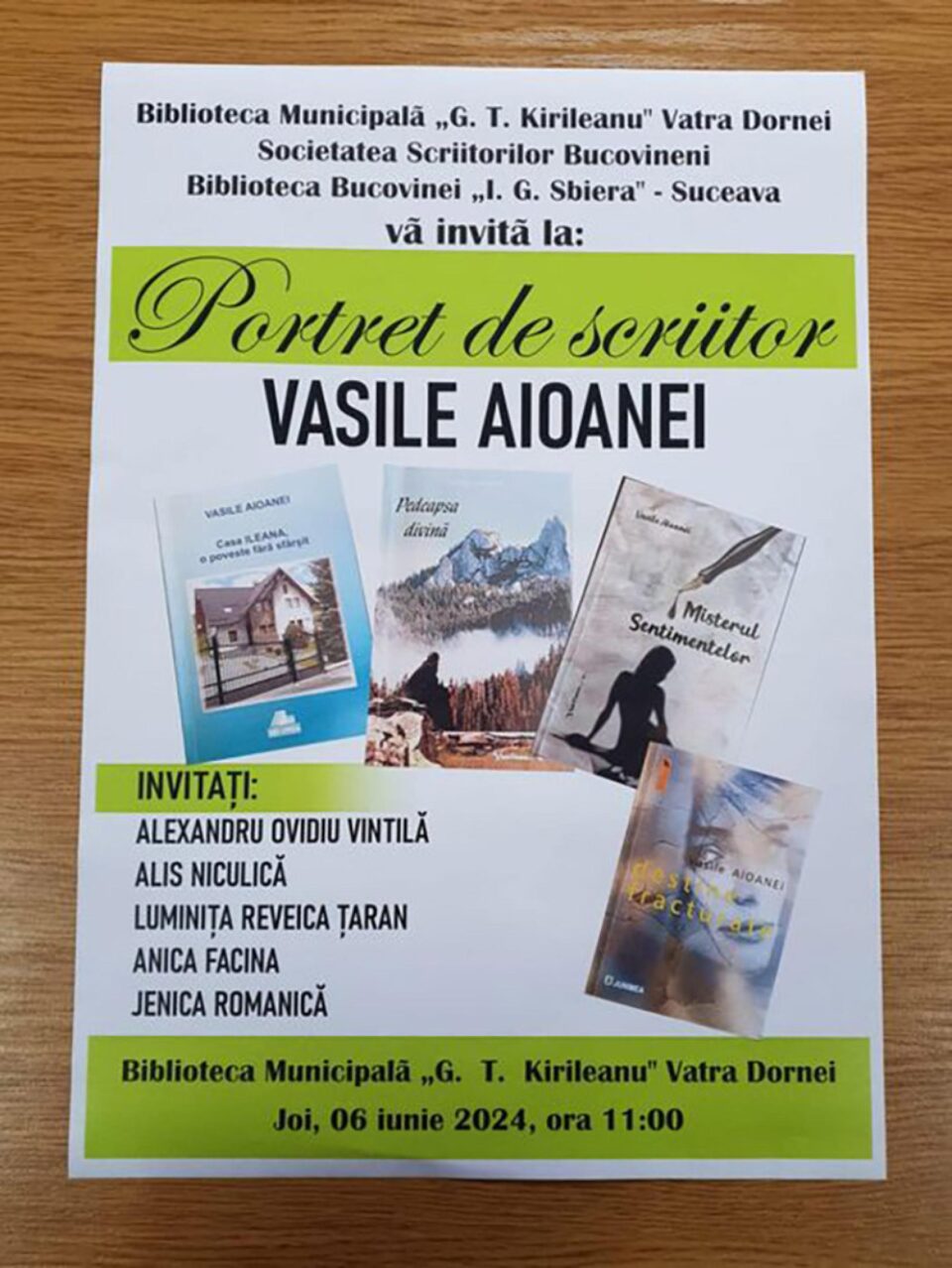 „Portret de scriitor” - Vasile Aioanei, la Biblioteca „G.T. Kirileanu” Vatra Dornei „Portret de scriitor” - Vasile Aioanei, la Biblioteca „G.T. Kirileanu” Vatra Dornei