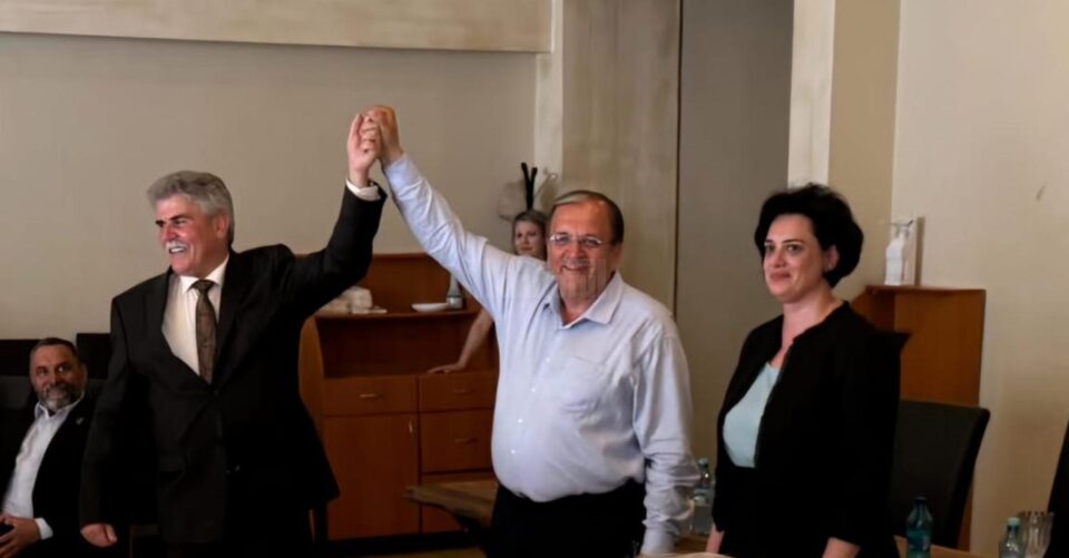 Gheorghe Flutur alături de primarul PNL din Câmpulung Moldovenesc, Mihăiță Negură