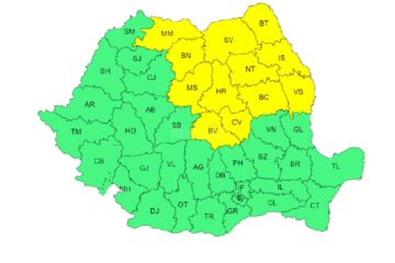 Cod galben de furtuni în 10 județe, cod portocaliu de caniculă în sudul țării