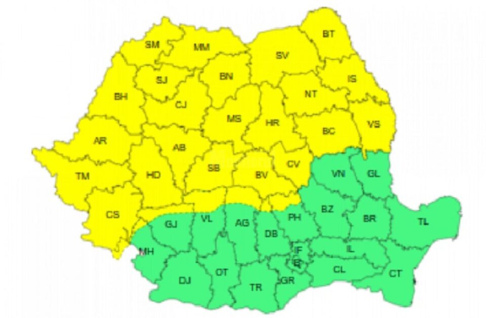 Cod Galben de ploi și vijelii pentru tot județul Suceava