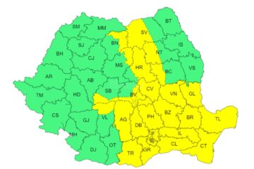 Cod galben în aproape jumătate din țară, cu fenomene de instabilitate atmosferică accentuată