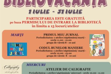 Activitățile gratuite ce se vor organiza în cadrul programului „Bibliovacanța”, la Biblioteca Bucovinei