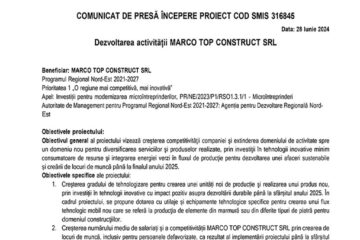 Dezvoltarea activității MARCO TOP CONSTRUCT SRL