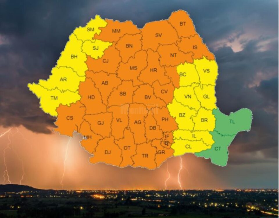 Cod portocaliu de instabilitate atmosferică accentuată 2-3 iulie 2024