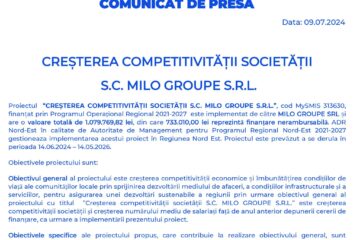 CREȘTEREA COMPETITIVITĂȚII SOCIETĂȚII S.C. MILO GROUPE S.R.L.