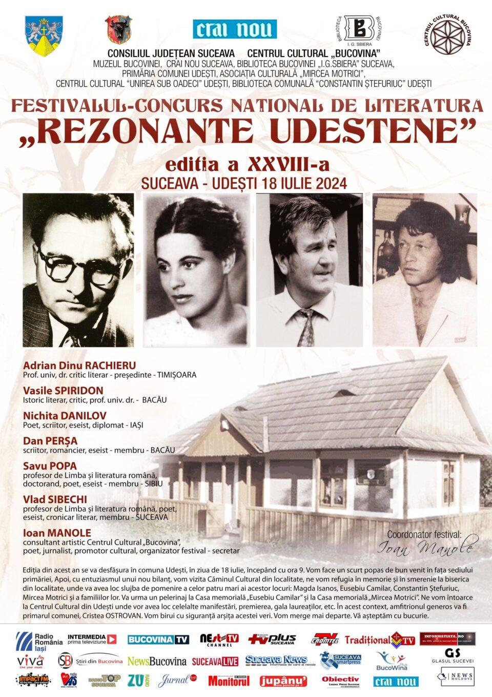 Festivalul Național „Rezonanțe Udeștene”, joi, la Udești