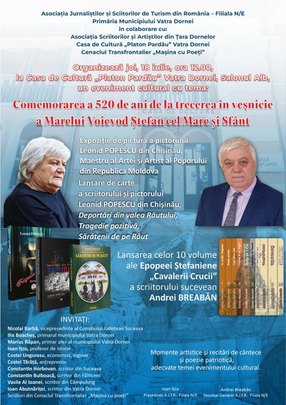 „Comemorarea a 520 de ani de la trecerea în veșnicie a Marelui Voievod Ștefan cel Mare și Sfânt”, astăzi, la Vatra Dornei „Comemorarea a 520 de ani de la trecerea în veșnicie a Marelui Voievod Ștefan cel Mare și Sfânt”, astăzi, la Vatra Dornei