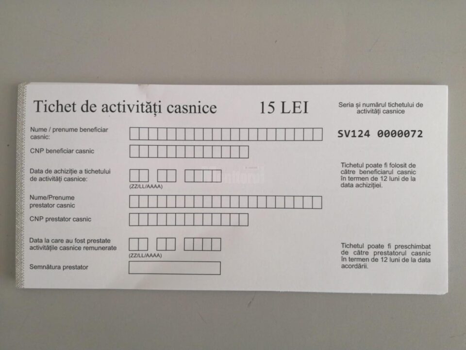 Tichet activitati ocazionale - față