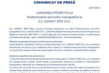 LANSAREA PROIECTULUI Modernizarea serviciilor topografice la S.C. AZIMUT 2010 S.R.L