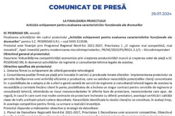 LA FINALIZAREA PROIECTULUI Achiziție echipament pentru evaluarea caracteristicilor funcționale ale drumurilor