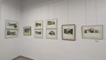 Expoziția de pictură și grafică adusă la Suceava de artiștii Gabriela Drăghici și Ion Drăghici, dedicată înotătorului David Popovici