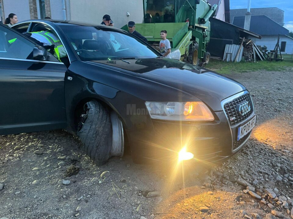 Mașina care a trecut peste dispozitivul cu țepi