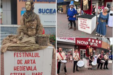 Statui vii care anunță apropierea Festivalului Medieval